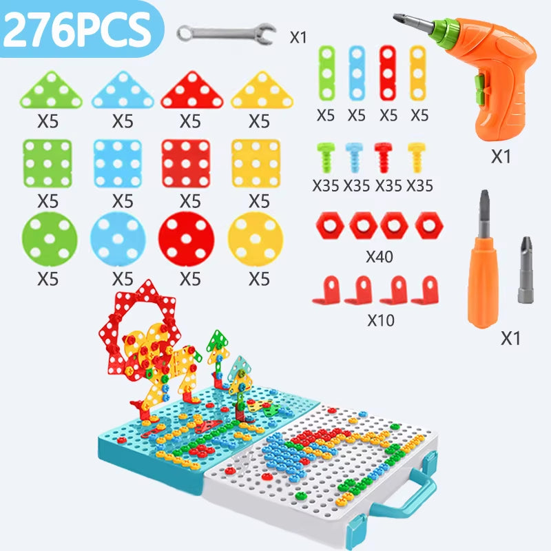 Electric Drill Nut Disassembly Match Tool Toys Children Educational Assembled Blocks Sets Tools for Boys Design Building Toys