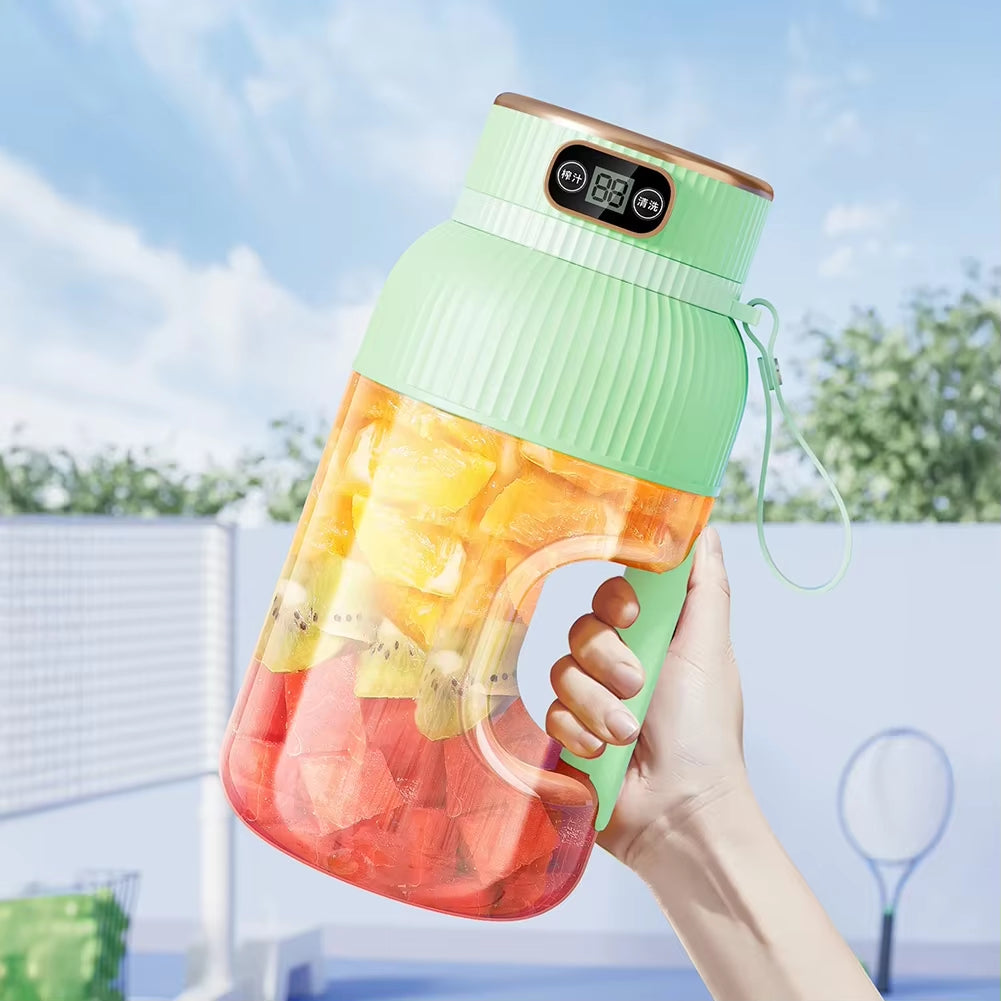 1200ML Electric Wireless Digital Display Mixer Portable Juicer Fruit Smoothie Juice Cup Rechargeable Smoothie Juicer 10 Blade
