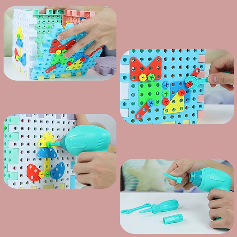 Electric Drill Nut Disassembly Match Tool Toys Children Educational Assembled Blocks Sets Tools for Boys Design Building Toys